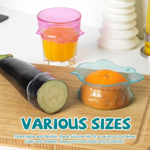 Silicone Stretch Lids, 3-Piece Petal-Shaped Bowl Covers