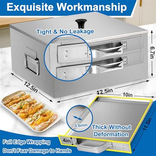 2-Layer Rice Noodle Roll Steamer, Stainless Steel for Home Stove