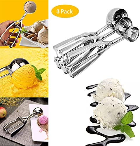 3Pcs Cookie Scoop Set, Ice Cream Scoop, Stainless Steel Cookie Dough