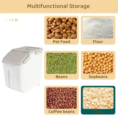 25 Pound Large Food Grade Container for Rice Flour Sugar, Grey, 2pcs