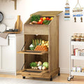 Rolling Potato Storage Cabinet, Brown Kitchen Vegetable Food Storage