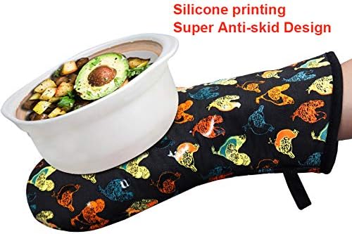 Oven Mitts Gloves 1 Pair Heat Resistant 480 ℉ Non Slip Clear Silicone Printed - Image 5
