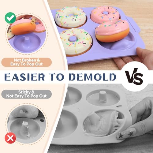 Nonstick Silicone Donut Pan: 3.5 Inch Doughnut Baking Mold with Frame