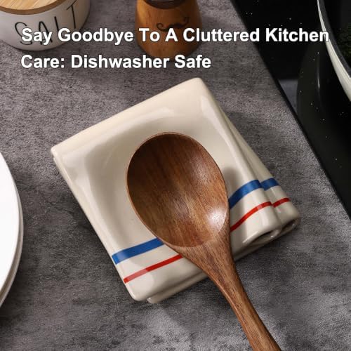 Ceramic Kitchen Spoon Rest for Stove Top or Kitchen Counter, Large and