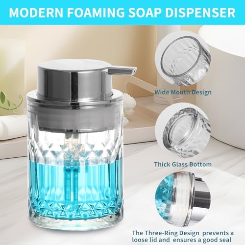 Foaming Soap Dispenser,2 Pack Clear Glass Foam Hand Soap Dispenser for