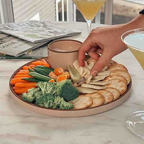 MORA Ceramic Flat Dinner Plates Set of 6, 10.5 in High Edge Dish Set