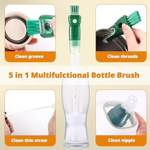 OUTXE 5 Pack Bottle Brush Cleaning Set, 5-in-1 Cup Cleaner Brush