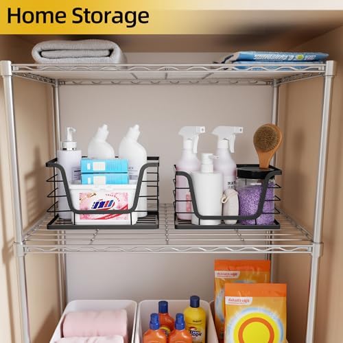 ALOCEO 2 Pack Storage Stackable Kitchen Laundry Organizers with Bamboo