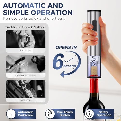 Electric Wine Opener Set, Battery Operated Automatic Corkscrew with