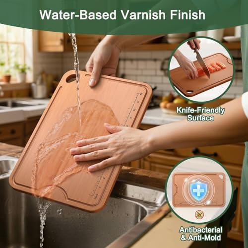 Wood Cutting Boards For Kitchen, Bamboo Cutting Boards With Deep Juice