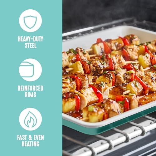 GreenLife 18” x 13” Ceramic Nonstick Half Cookie Sheet, Turquoise