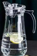Glass Pitcher w Lid & Thumb Rest Handle-Sleek & Elegant Jug Drinkware