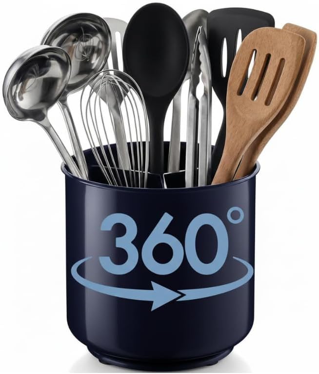 Cooler Kitchen Jumbo Plastic Rotating Extra Large Utensil Holder Crock by CoolerKitchen