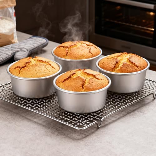 SHEUTSAN Round Cake Pan, 4 Inch, 20 Pack, Baking Tin for Cheese