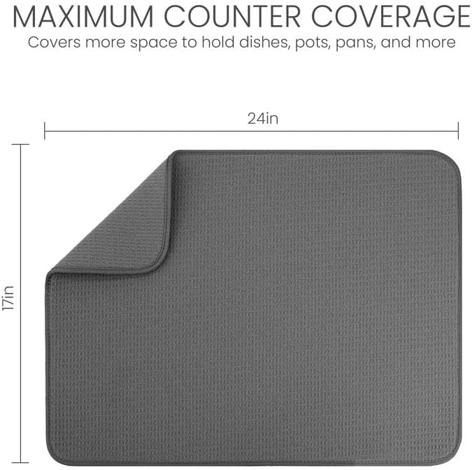 Bellemain XL Dish Mat 24" x 17" Microfiber Dish Drying Mat, Super absorbent - Image 2