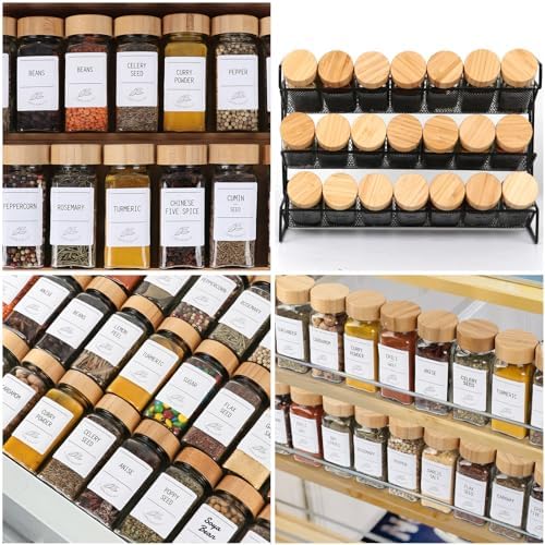 4oz Glass Spice Jars with Bamboo Lids, 36 Pack Square Seasoning