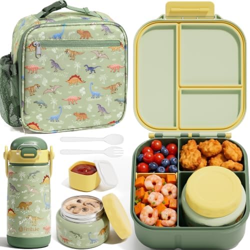 Fimibuke Kids Bento Lunch Box w/Insulated Water Bottle, Lunch Bag &