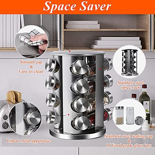 DOUBLE 2 C Revolving Countertop Spice Rack Stainless Steel Seasoning