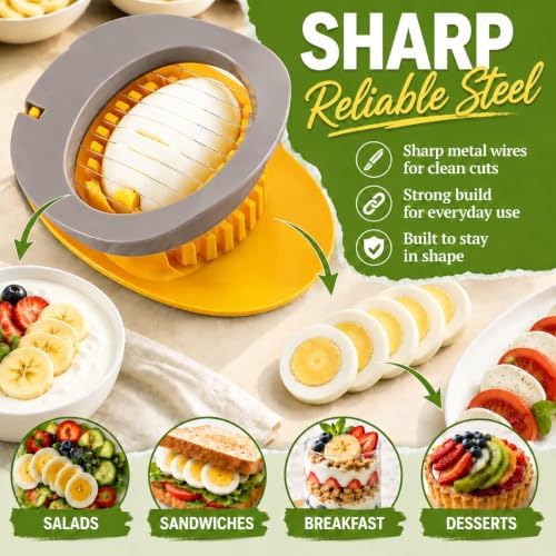 NOVANO Hard Boiled Egg Slicer with Stainless Steel Wires, Egg Salad