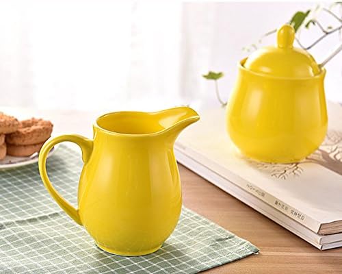 Ceramic Colorful Creamer and Sugar Set with Lid Spoon, Coffee Serving