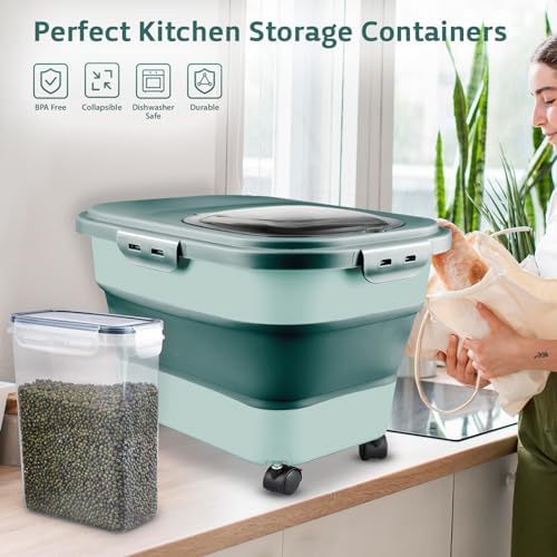 Komzon Rice Storage Containers, Collapsible 20 to 30Lbs Food Storage