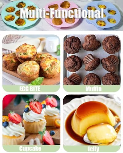 Silicone Egg Bite Molds, 3 Pack Silicone Muffin Pans for Air Fryer