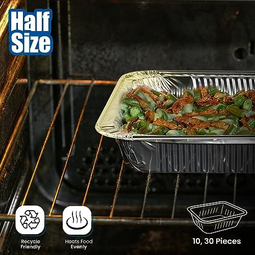 Aluminum Pans 9x13, 30 Pack – Disposable Half Size Foil Trays
