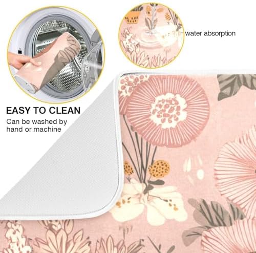OTVEE Cute Hen Flower Art Dish Drying Mat for Kitchen Counter