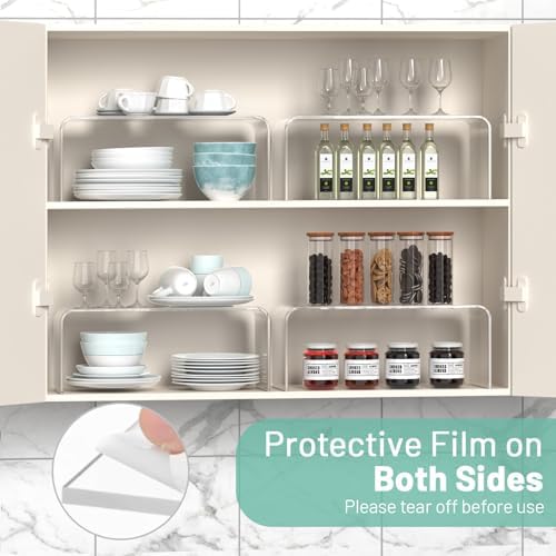 Clear Cabinet Shelf Organizers, 2 Pack Shelf Risers Kitchen Cabinets, Spice Rack for Dishes, Soda Cans and Cup（11.8 x 4.72 x 4.72 Inch）