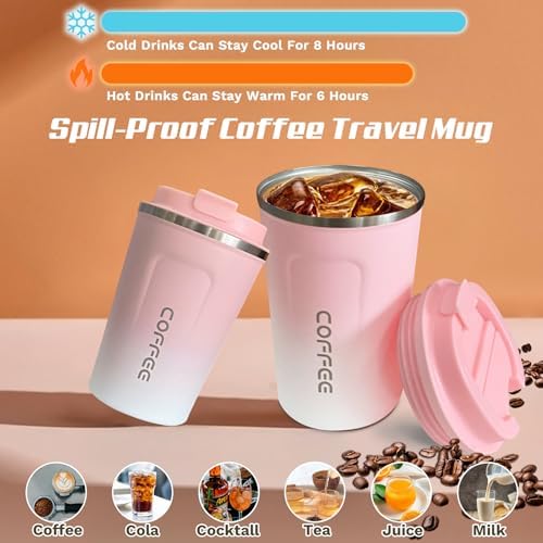 SPLMIFA Travel Coffee Mug Leak-Proof, Reusable Coffee Cups with Lids