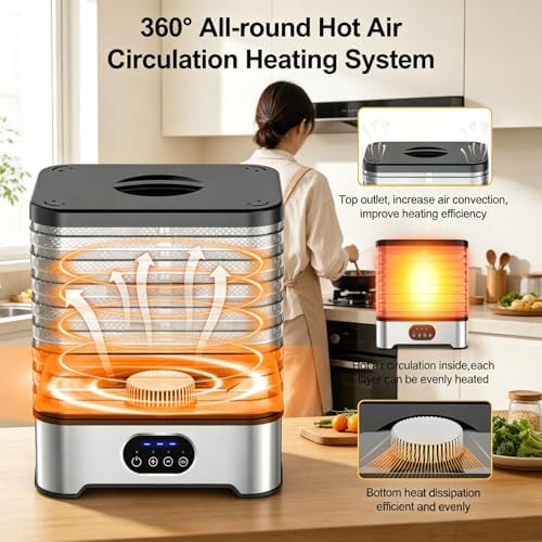 Food Dehydrator Machine, 5 Trays with 72H Timer