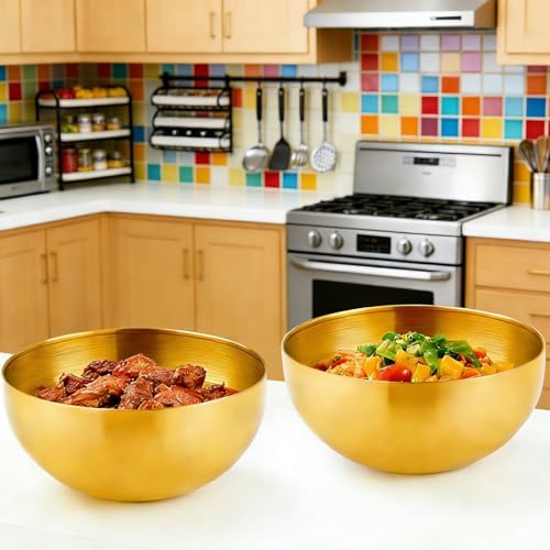 10 Pcs Gold Bowls, 4.7 Inch Stainless Steel Mixing Serving Bowls
