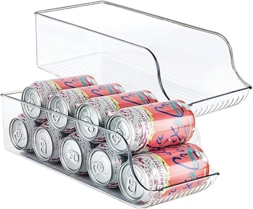 Clear Stackable Fridge Can Organizer 2-Pack PET Beverage Holder &