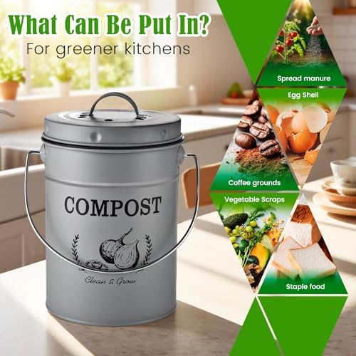 AOSION 1 Gallon Countertop Compost Bin with Lid