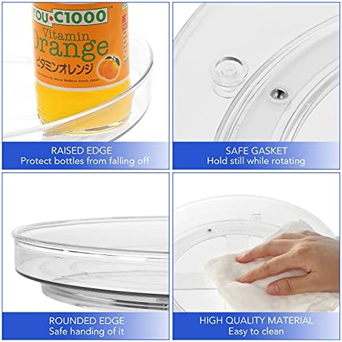 URALFA 2 Pack Lazy Susan Turntable, 10.5 Inch Spinning Cabinet Organizer