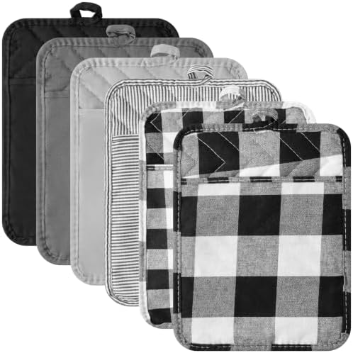 R HORSE Check Pot Holders with Pocket, 6 Pack