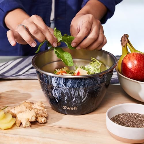 S’well Stainless Steel 64oz Salad Bowl Kit, Azurite Color, Includes