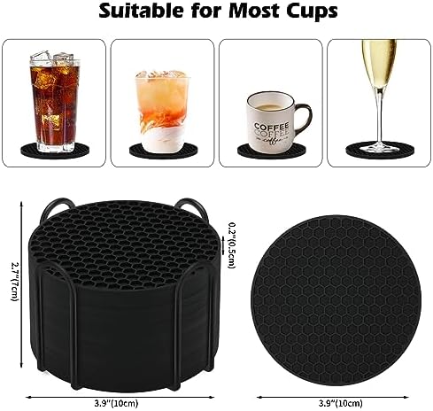 TWTLi Silicone Coasters Set of 12 with Holder — Non-Slip Drink