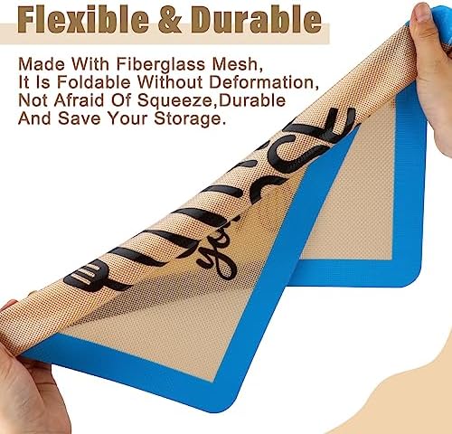 Bokon 4 Pcs Silicone Baking Mat Measurements 16.5''x11.6'' Rectangular