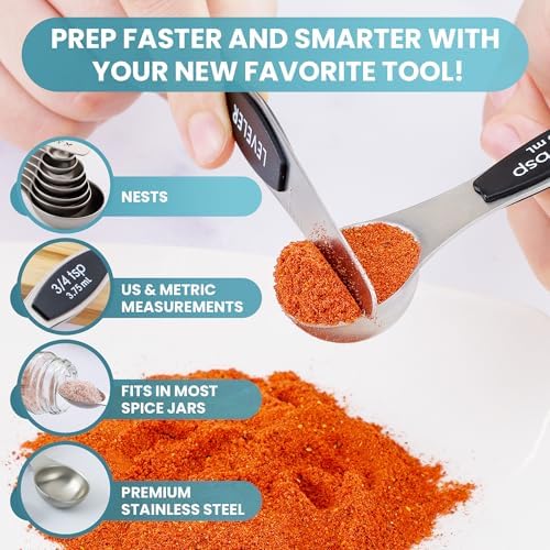 Zulay Stainless Steel Measuring Spoon Set - Stackable Magnetic Spoon
