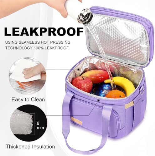 MAPLELILY Lunch Box for Men Women - Double Deck Insulated Lunch Bag