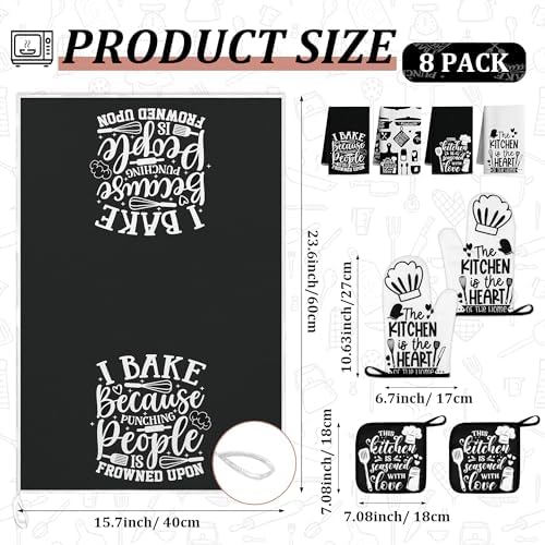8 Pcs Farmhouse Kitchen Decor Accessories Set 4 Black White Kitchen
