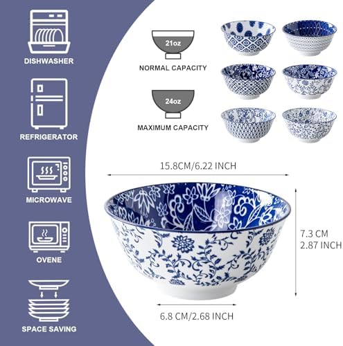 24 Oz Ceramic Soup Bowls Set of 6