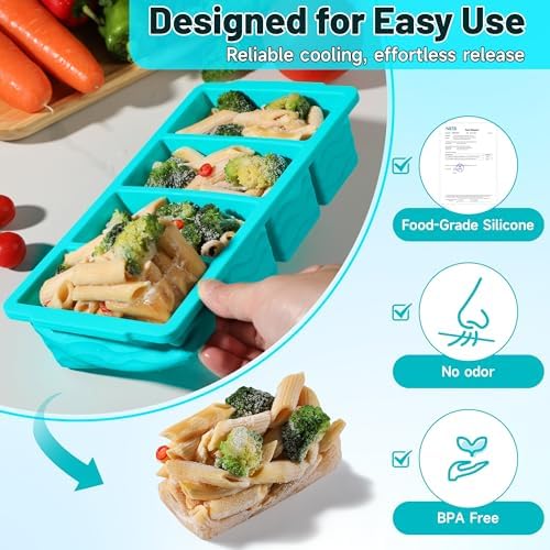 1 Cup Silicone Freezer Molds, Silicone Freezer Trays with Lid, 3-Pack
