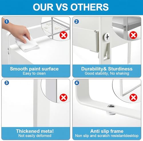 11" Deep Expandable Cabinet Shelf Organizer Riser, 1-Pack White