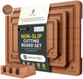 3 Packs Bamboo Cutting Board Set with Non Slip Feet Holder and Over