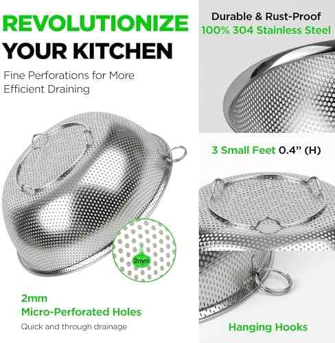 Stainless Steel Colander Set of 4, 3.5-9.5 Qt