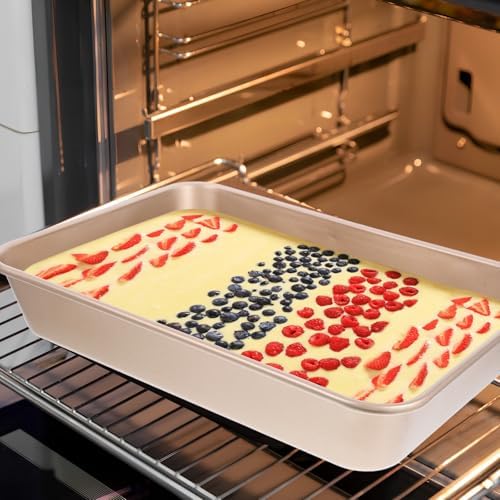 3 Piece Rectangular Cake Pans Set, Carbon Steel Oven Baking Sheets