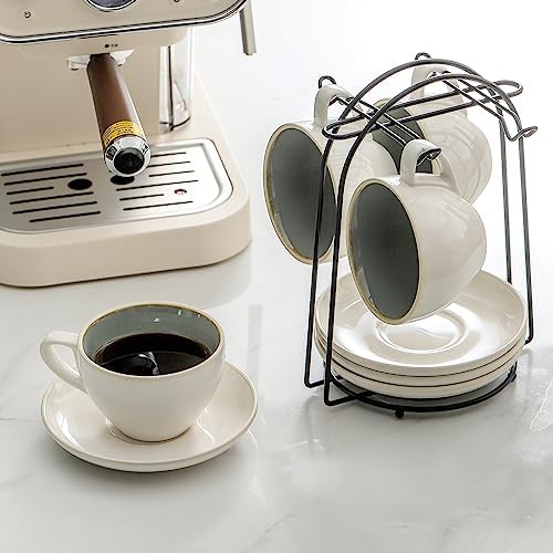 Stackable Cappuccino Cup Set of 4 [8oz] Activated-Glazed Ceramic