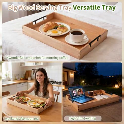 Large Ottoman Tray, 20"x14" Rectangular Trays for Big Ottoman,Metal